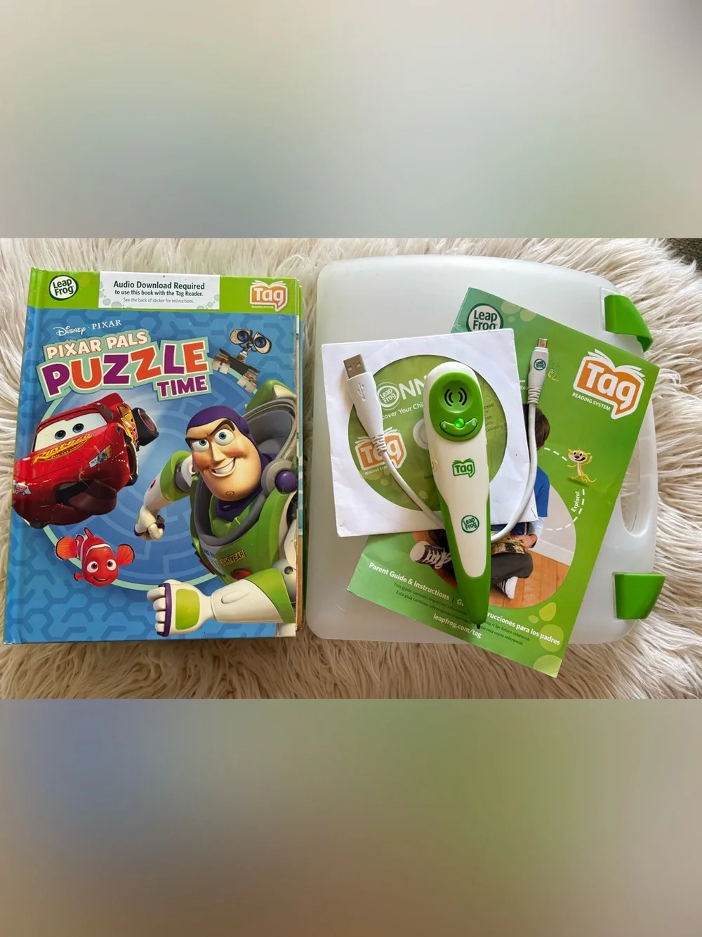 Leapfrog Tag Pen Reader 12 Books Case Cord CD Bundle Lot Reading System Learning
